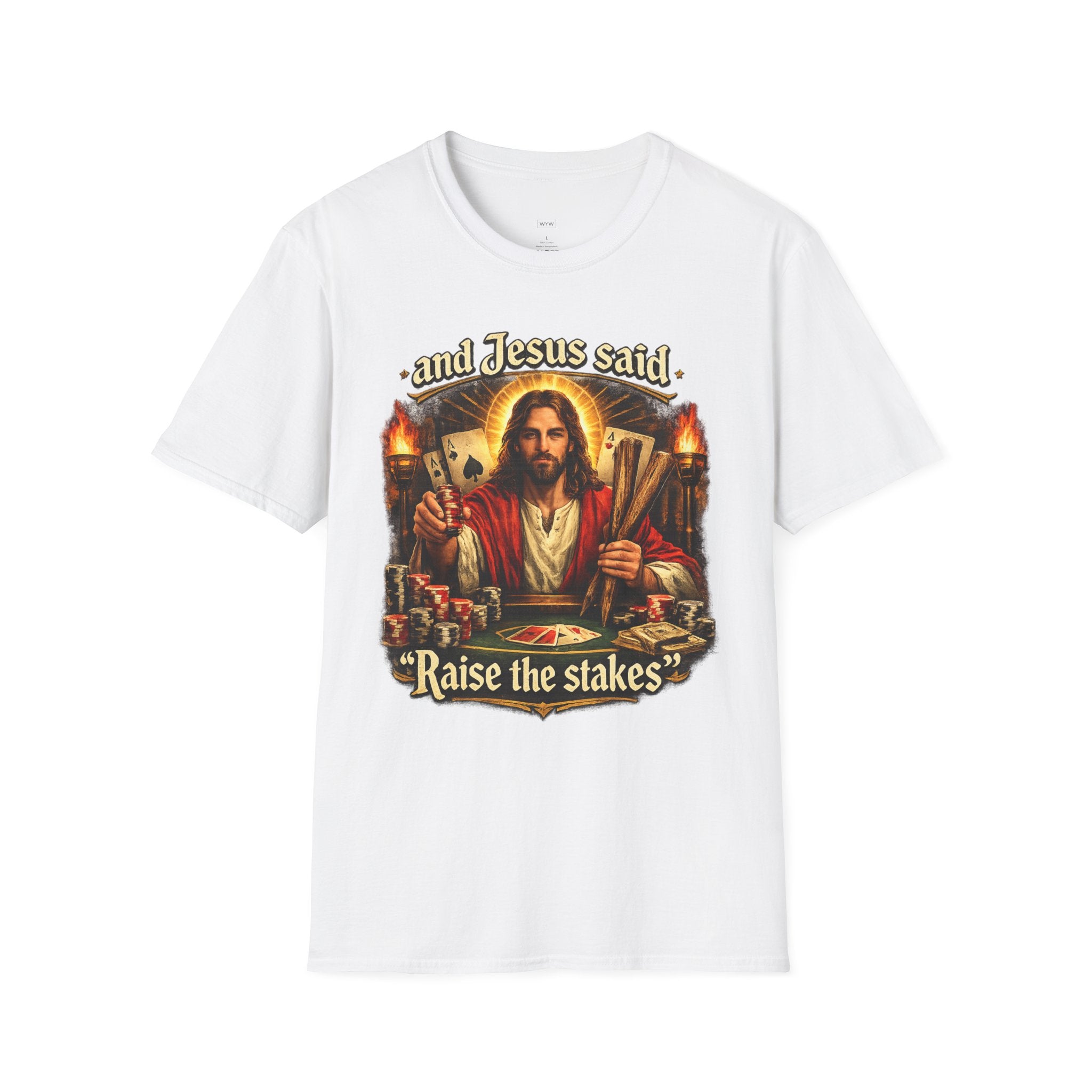 Jesus Playing Poker 'Raise the Stakes' T-Shirt