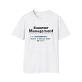 Boomer Management T-Shirt — Email Mockup Graphic Tee ("From: yourboss@aol.com")