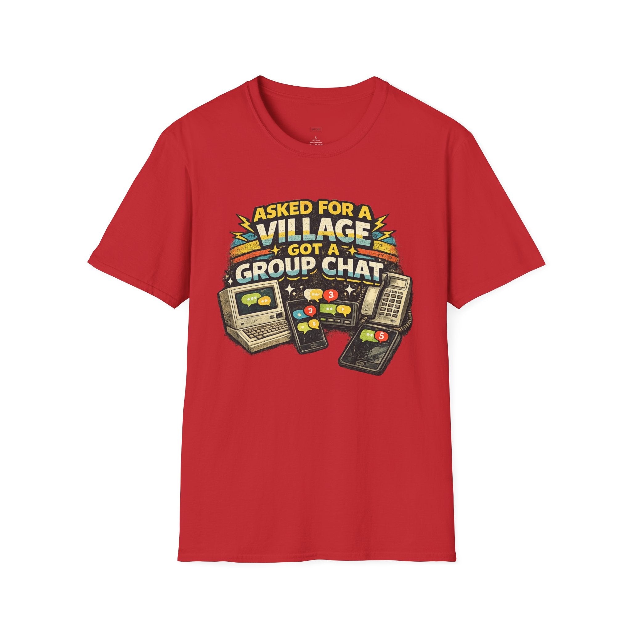 "Asked For a Village Got a Group Chat" T-Shirt — Funny Retro Gaming Chat Tee