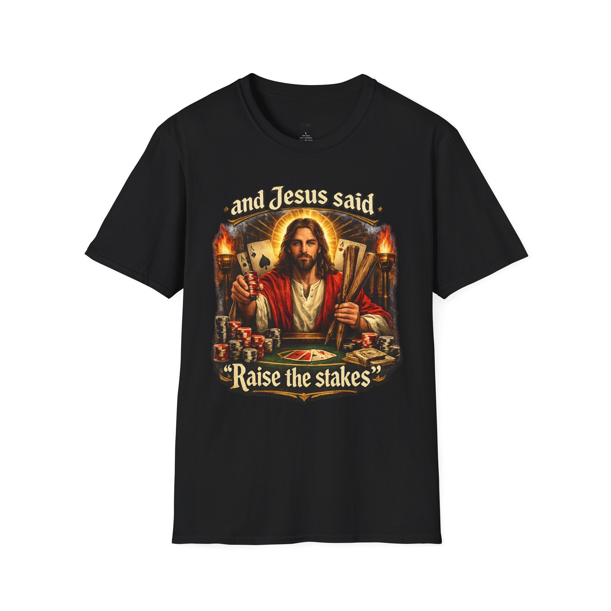 Jesus Playing Poker 'Raise the Stakes' T-Shirt