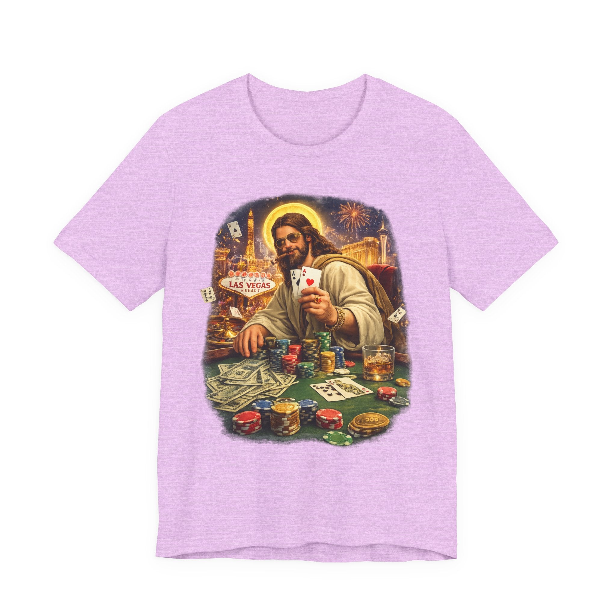 Jesus Playing Poker T-Shirt – Las Vegas Casino Graphic Tee