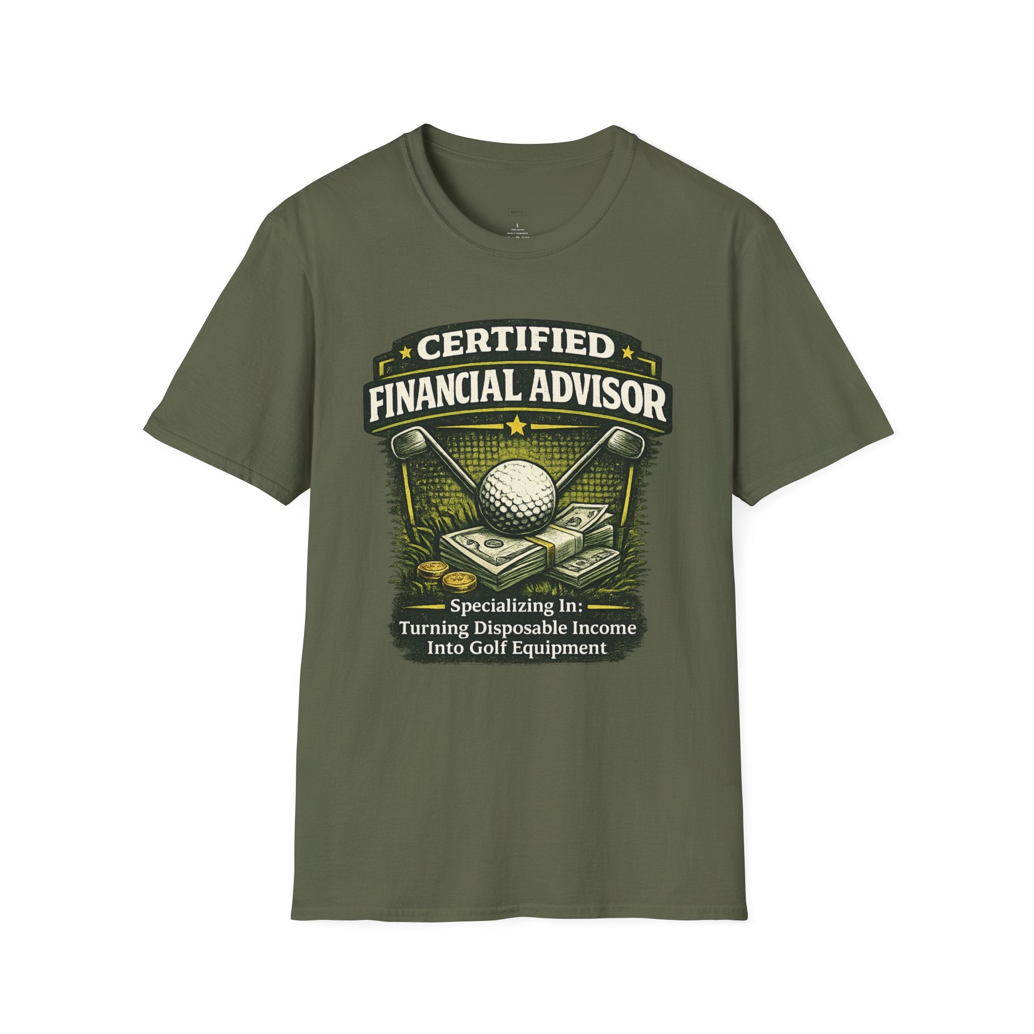 "Certified Financial Advisor - Turning Disposable Income Into Golf Equipment" T-Shirt