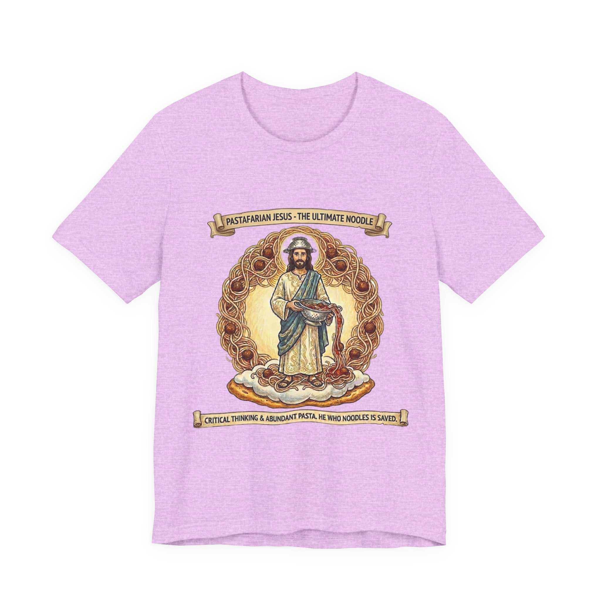 Pastafarian Jesus Tee – 'The Ultimate Noodle' Religious Parody T-Shirt