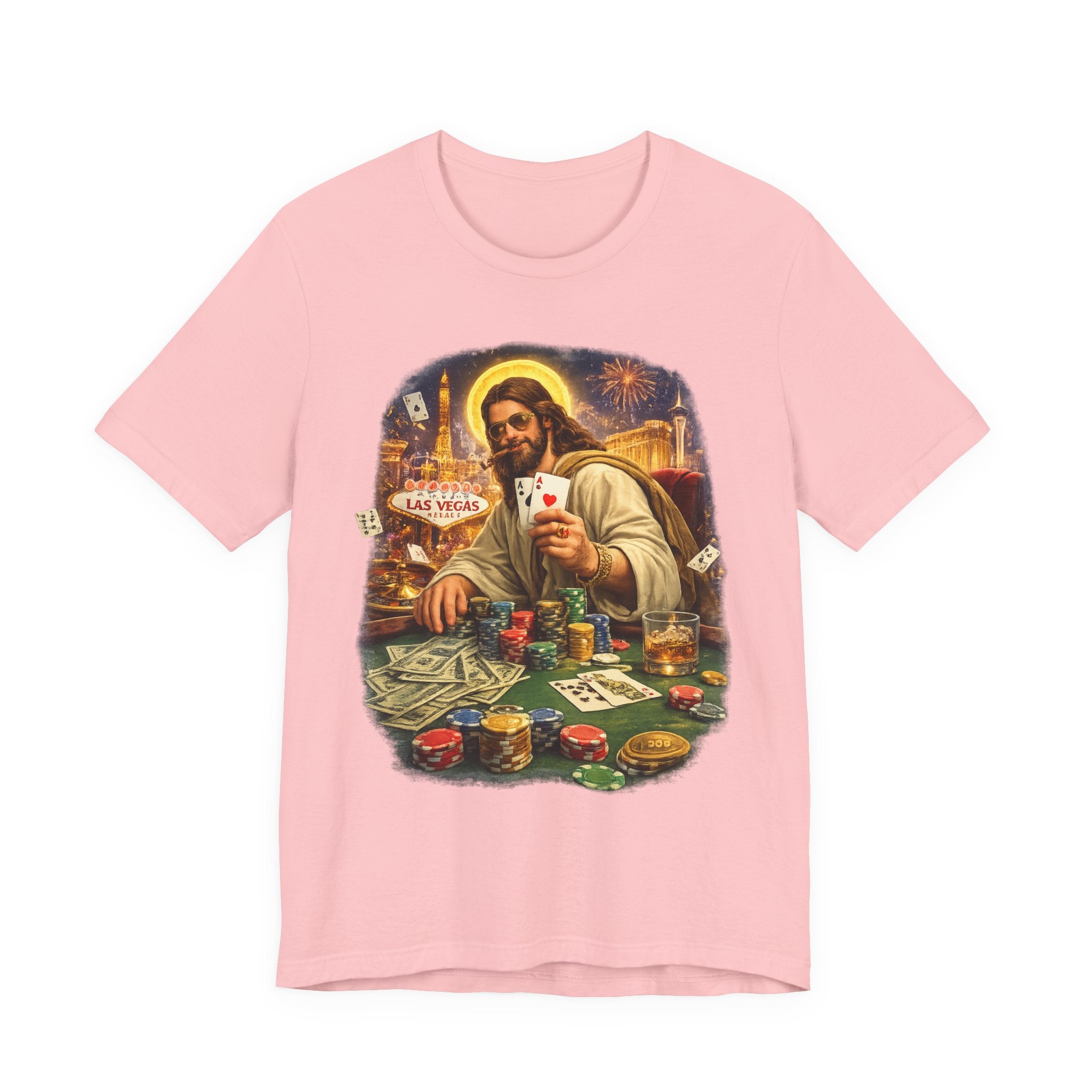 Jesus Playing Poker T-Shirt – Las Vegas Casino Graphic Tee