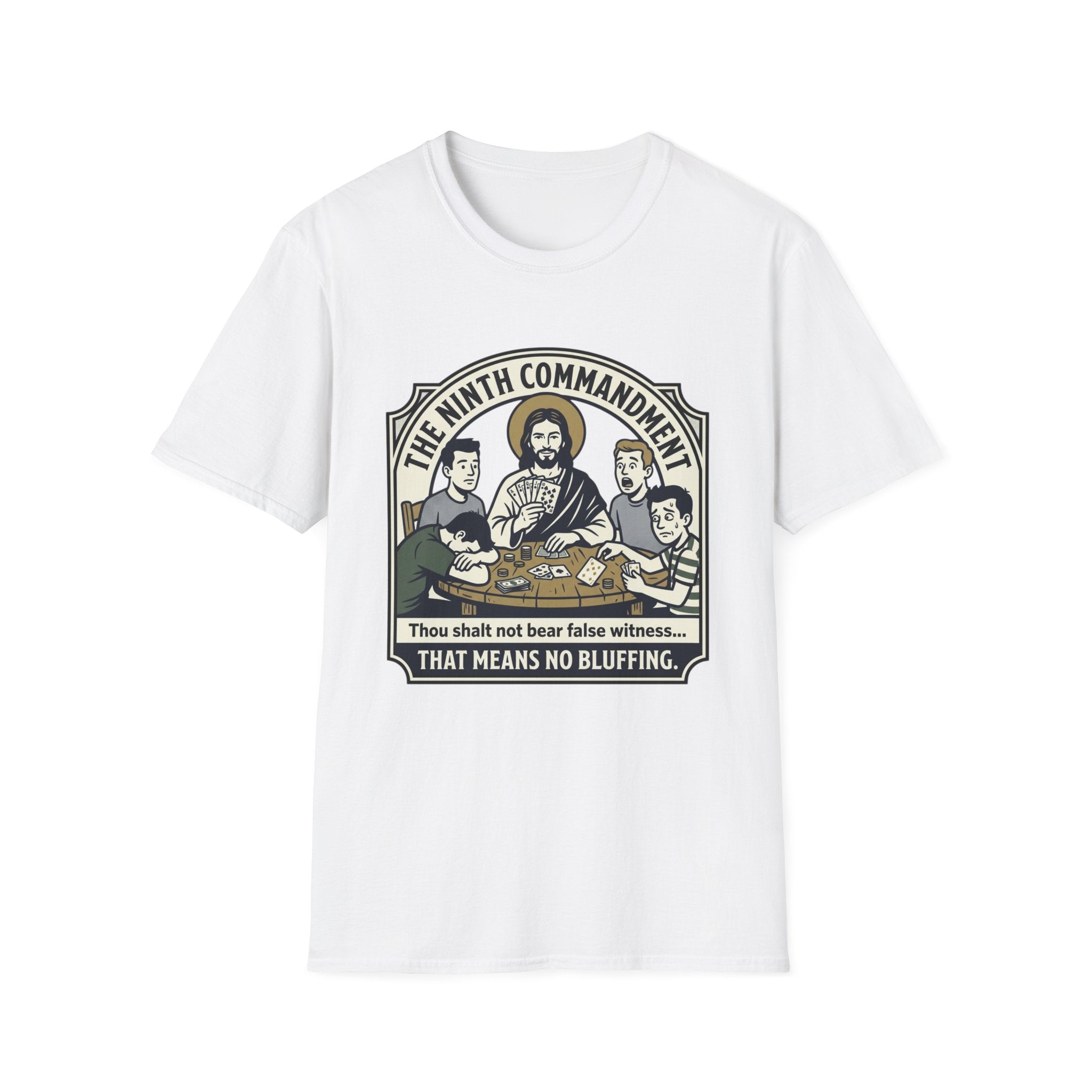 The Ninth Commandment Poker T-Shirt — “That Means No Bluffing” Funny Card Game Tee