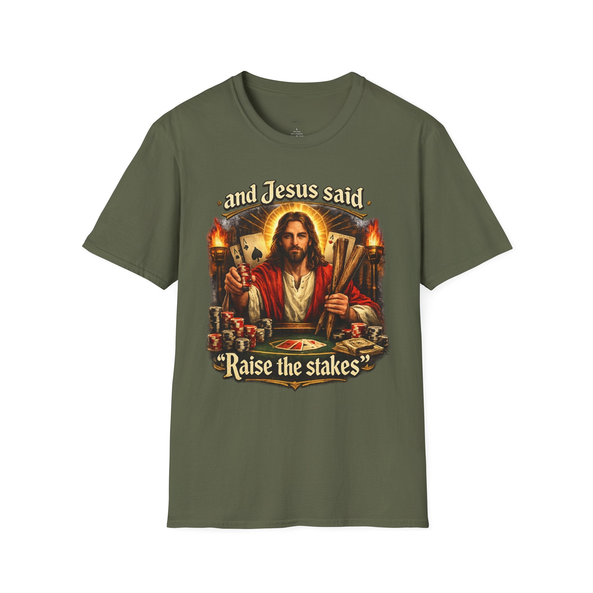 Jesus Playing Poker 'Raise the Stakes' T-Shirt