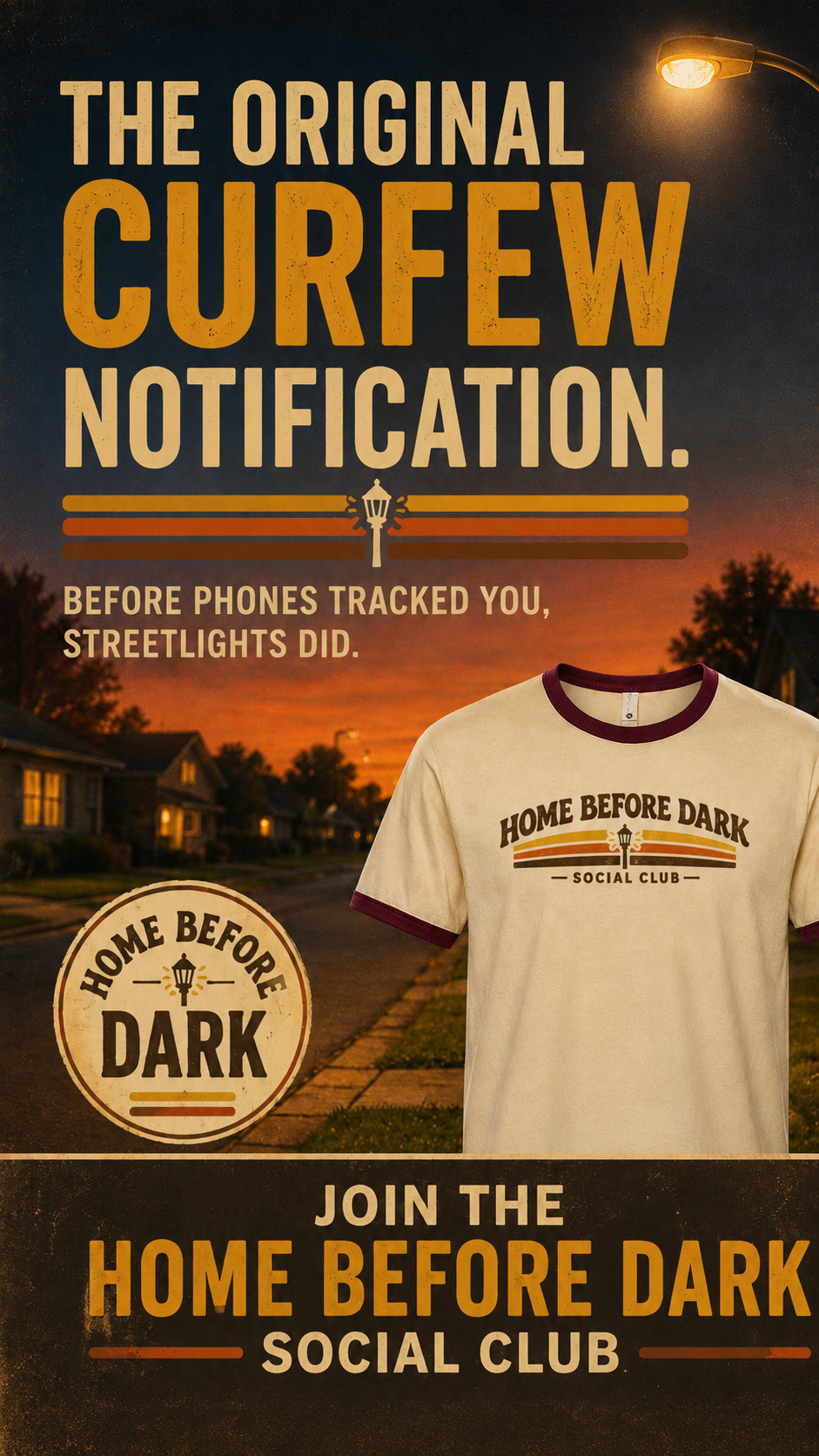 "Home Before Dark Social Club" Retro Ringer Tee