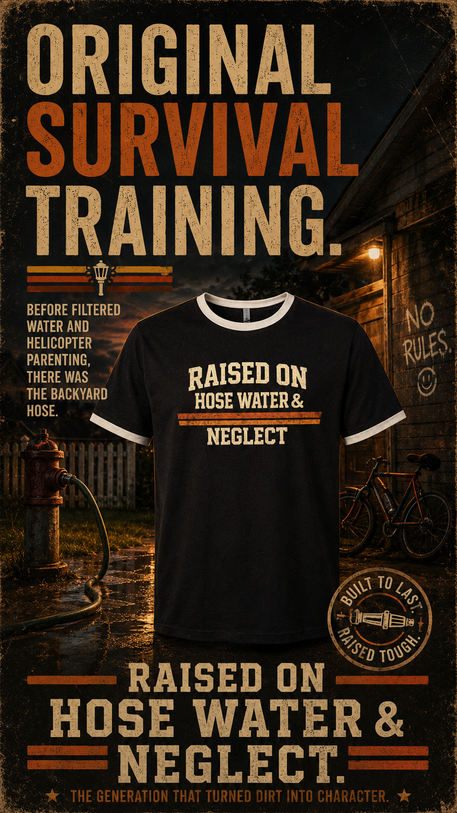 "Raised on Hose Water & Neglect" 80's Ringer T-Shirt