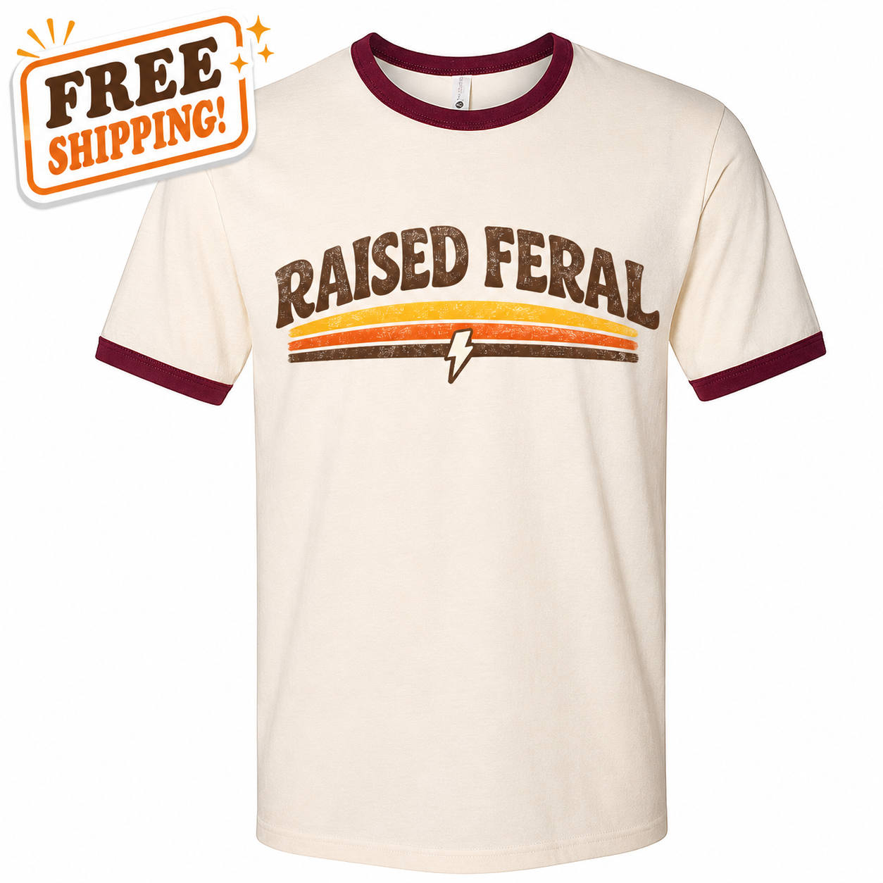 "Raised Feral" Ringer Retro T-Shirt
