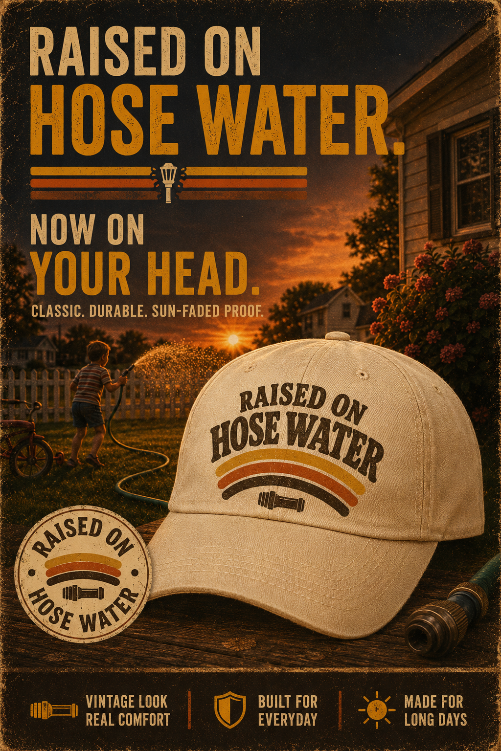 Raised on Hose Water Hat | Retro Gen X Baseball Cap