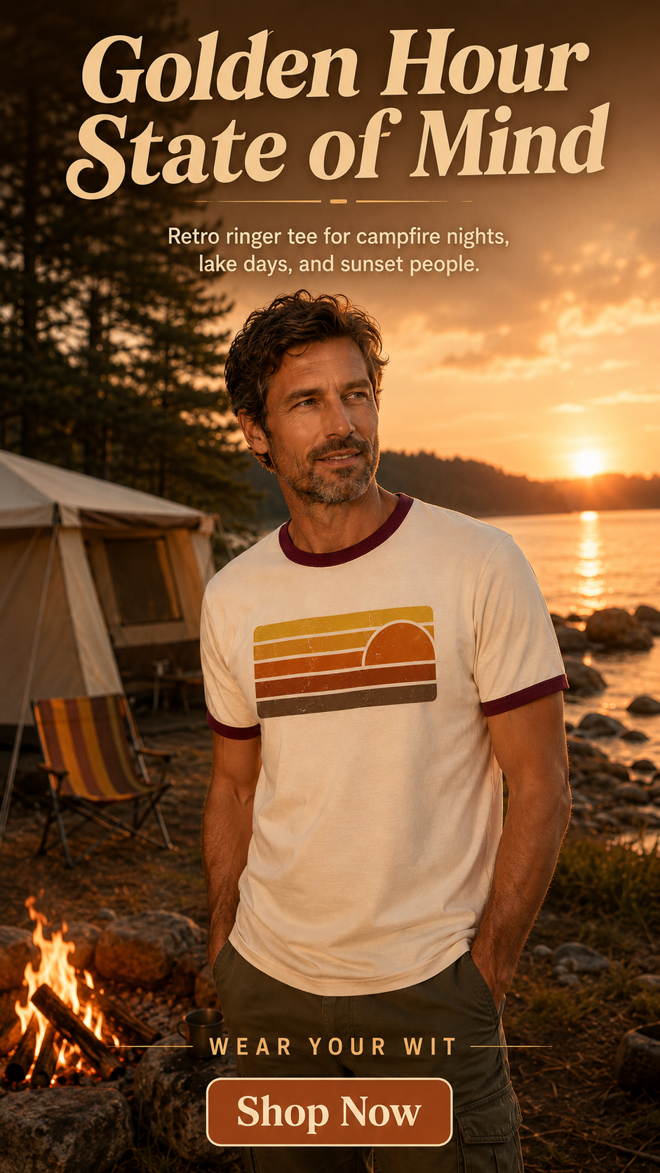 Vintage Sunset Ringer Tee
