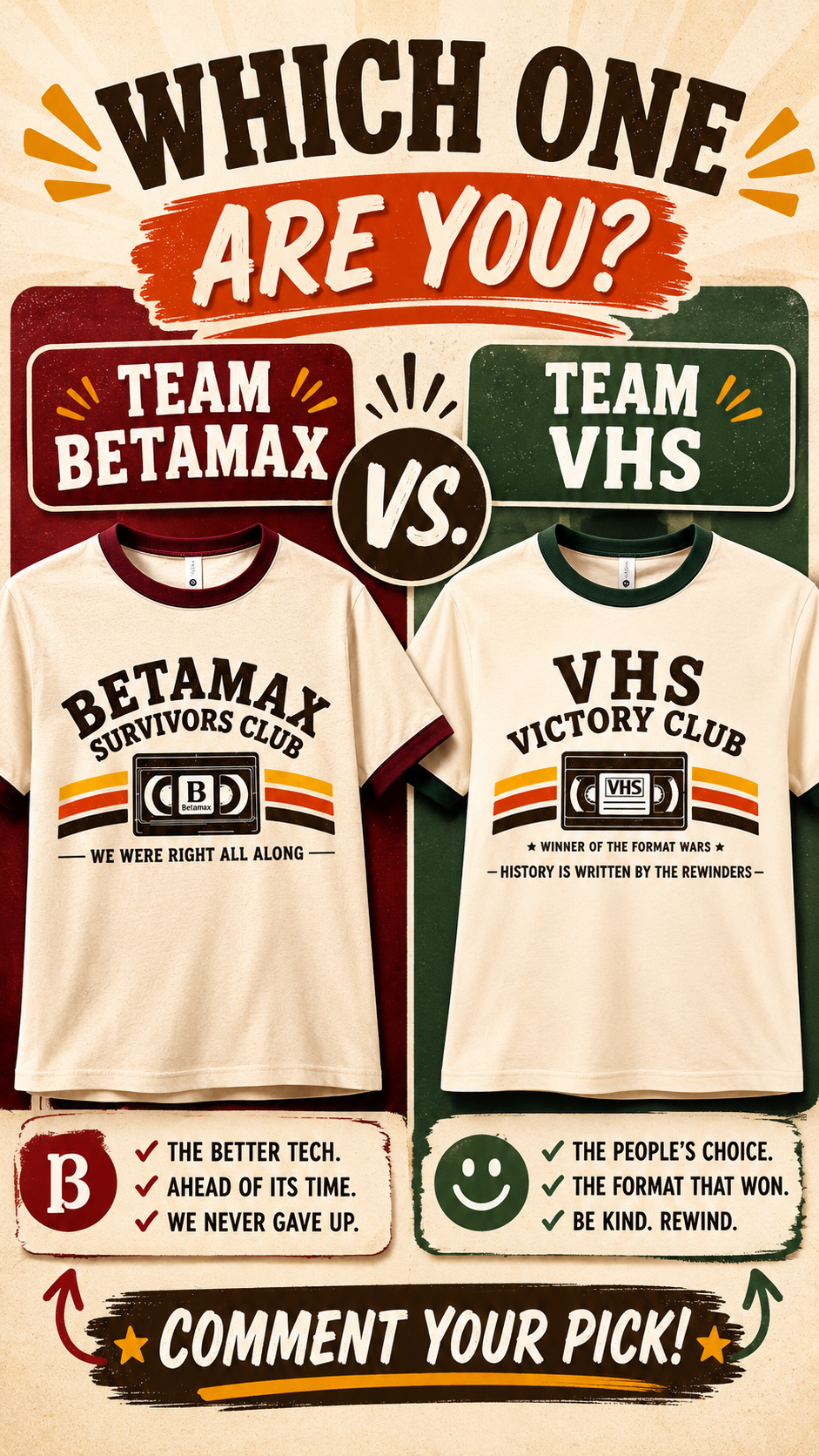 VHS Victory Club Retro Ringer Tee | Winner of the Format Wars
